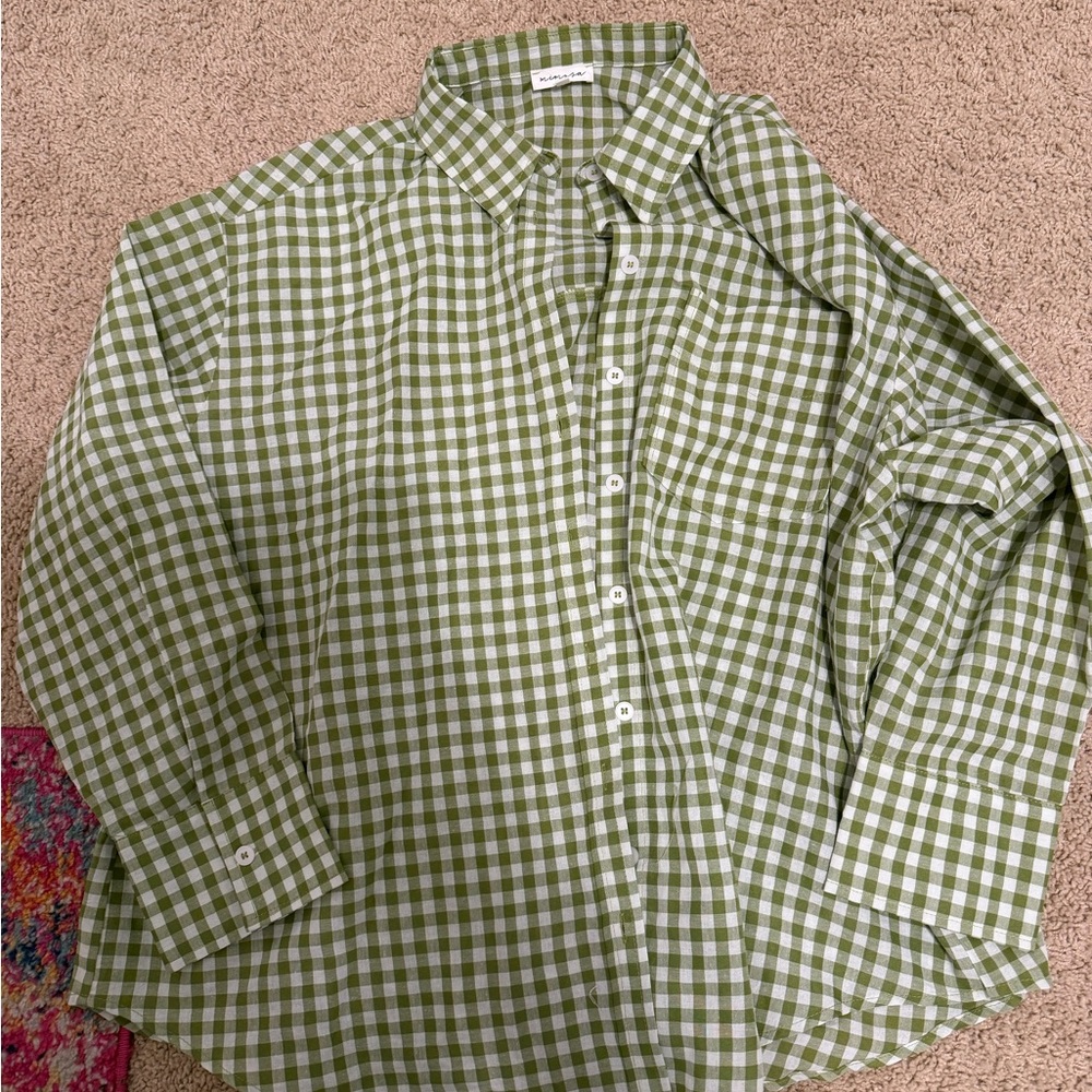 Green Gingham Women's Top
